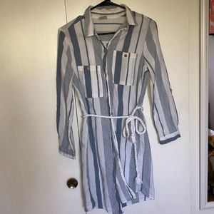 I.M.A Luxury Collection Blue White Stripe Light Coastal Beach Coverup Dress